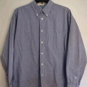 Gap Men's Long Sleeve Button Down Blue and White Checkered Size Large Shirt